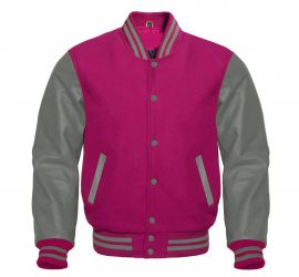 Varsity Jacket Hot Pink Grey